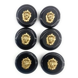 6 Fashion Brown Buttons with Gold Lion Center Set-Lucite or Dress , Jackets Sport Coats (6 Pc. 1-1/16'' Lion), Gold,Brown