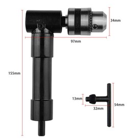 Toolstar Right Angle Drill Bit 1-10mm Right Angle Adapter Curved Extension Right Angle Drill Bit 90 Degree Wireless Drill Adapter with Chuck Key