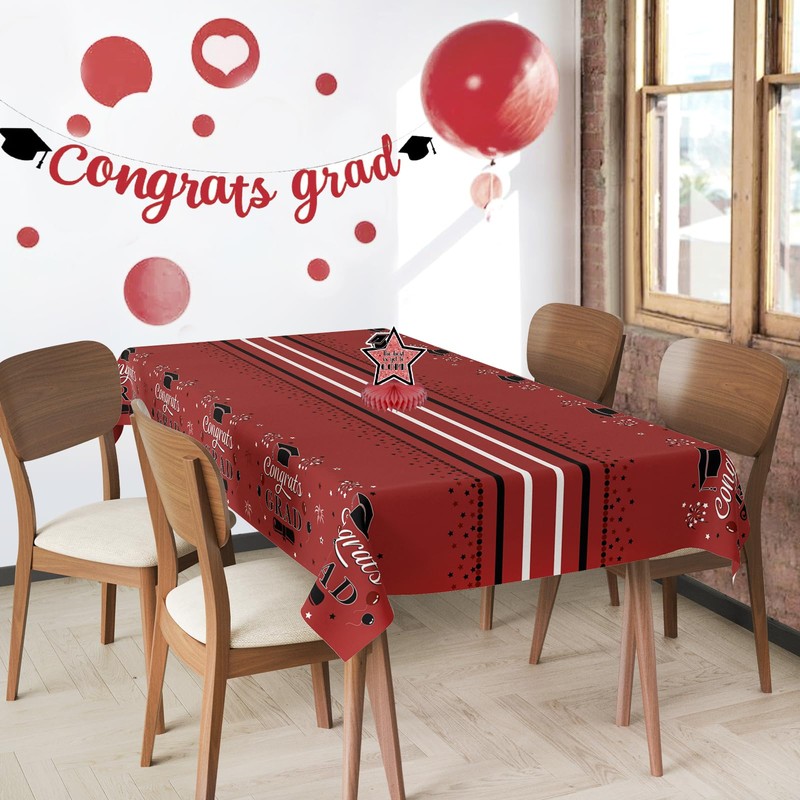 UNIIDECO 3 Pack Graduation Tablecloth Congrats Grad Disposable Tablecloth Graduation