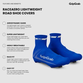 GripGrab RaceAero Road Bike Summer Aero Overshoes Lightweight Thin Cycling Shoe Covers for Time Trial and Road Racing