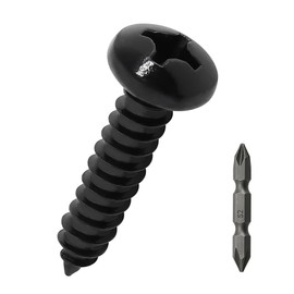 #14 x 3/4" Pan Head Wood Screws (25 pcs), 18-8 (304) Stainless Steel, Phillips Drive Pan Head Self Tapping Screws, Black Oxide Coated Sheet Metal Screws, Fayeploo (with Phillips Driver Bit)