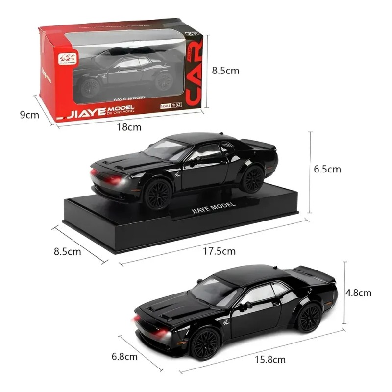 Dodge Challenger Hellcat Metal Escala 1:32 Luz Y Sonido Base.