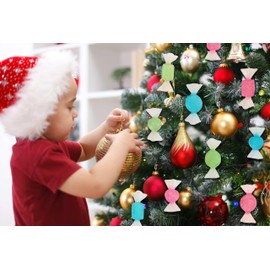 Christmas Traditions 3 to 3.5 inch Glittered Bonbon Candy Ornaments (Set of 9) for Christmas Tree/Wedding/Event/Candy Corner Party Decorations Supplies Hanging Ornaments