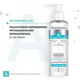 Pharmaceris A Physiopuric Gel, Hydrating Cleansing Gel, Facial Cleansing for Allergic Skin, Soothes and Regenerates, Contains No Irritants - 190 ml