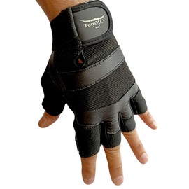 TOROMAX Weight Lifting Gloves Gym Gloves for Training, Fitness, Workout, Crossfit Exercise, cycling Leather Padded for Extra Grip Full Palm Protection, Breathable Anti Slip (Black, Medium)