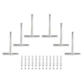 Seimneire 6pcs 4 Inch Floating Shelf Bracket, Heavy Duty Hidden Shelf Brackets, Brushed Nickel Invisible Shelf Supports with Screws and Wall Plugs, Solid Cold Rolled Steel