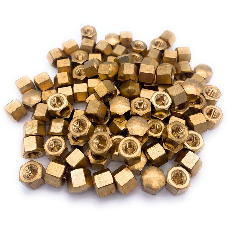 Pack of 5 Hexagonal Cap Nuts Brass M6 DIN 917