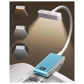 COKWEL Rechargeable Book Light for Reading at Night in Bed, Clip On Reading Light with Power Display, 90 Hrs Runtime,Brightness Adjustable for Eye-Protection Reading Book Bookmark Lamp for Book Lovers