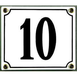 Buddel Bini Enamel House Weatherproof 10 White 12 x 14 CM; Available immediately Enamel House Number