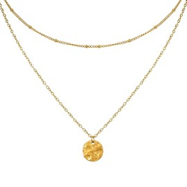 JJDreams Layering Chains Set Stainless Steel Necklace Pendant Chain with Pendant Coin for Ladies Boho Chain Ladies Choker Necklace,Gold