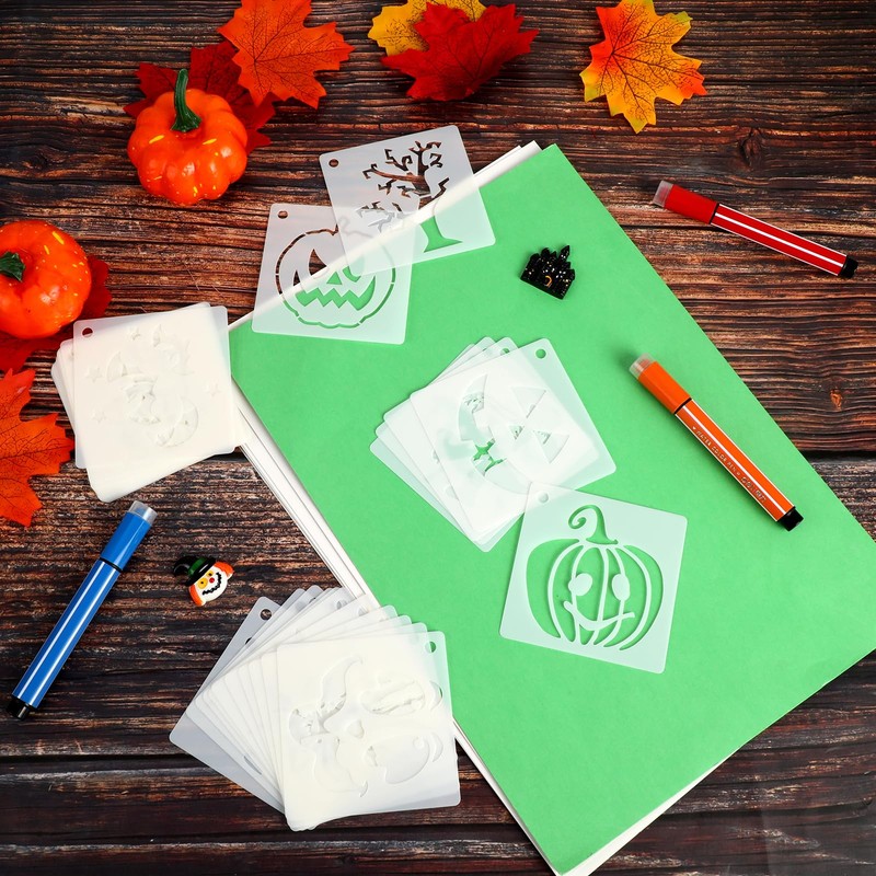 OOTSR 48 PCS Halloween Painting Stencils for Craft Reusable, Drawing