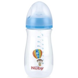 Nuby Wide Neck Bottle with Anti-Colic Air System 1 Count (Blue)