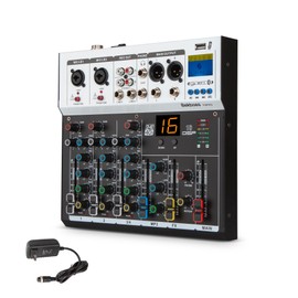 BEKBOES Professional Audio Mixer, 4 Channel, Input 48V Phantom Power Stereo Digital USB Bluetooth MP3 Computer Input, Build-in 16 Effect DSP, for Recording, Live Streaming, Podcasting