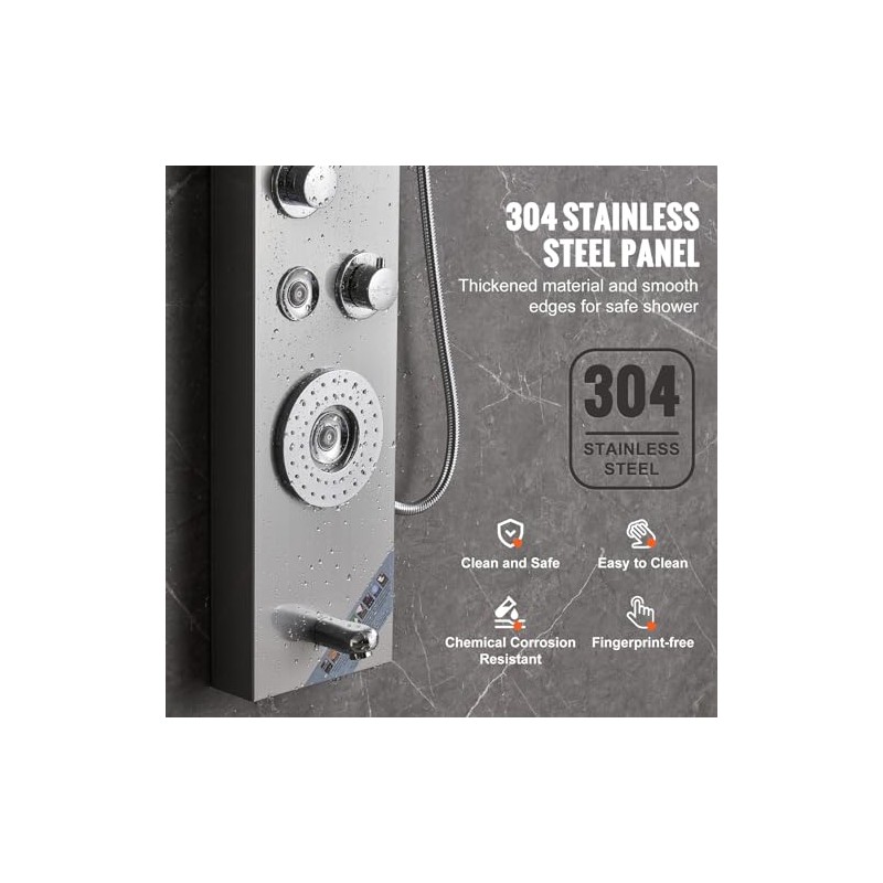 VEVOR Shower Panel Tower System, 6 Shower Modes, LED &
