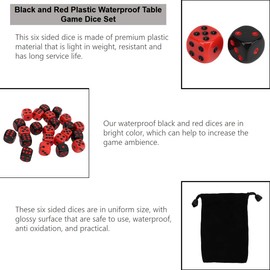 48PCS 6 Sided Dices Black and Red Plastic Waterproof Table Game Dice Set for Party Bars Club Table Game Board Game Interactive Games Collectible Card Games