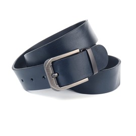 Anthoni Crown Unisex Leather Belt, darkblue