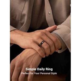 PROSTEEL Men's Black Wedding Ring, High-Gloss Polished Band, Size 59, Simple 6 mm Wide Band Ring, Partner Ring for Men, Fashion Jewellery Accessory for Christmas