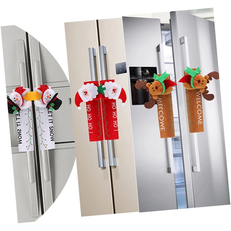 CORHAD Santa Snowman Elk Christmas Decor 3 Pieces Fabric Refrigerator