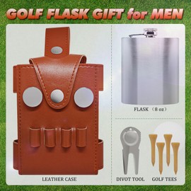 Golf Flask Men Gift 7 oz Liquor Flask Golf Drinking Accessories Set for Men Includes Golf Accessories (No Box Included)
