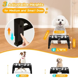 COMESOON Elevated Dog Bowls for Small Medium Dogs, 3 Height Adjustable Raised...