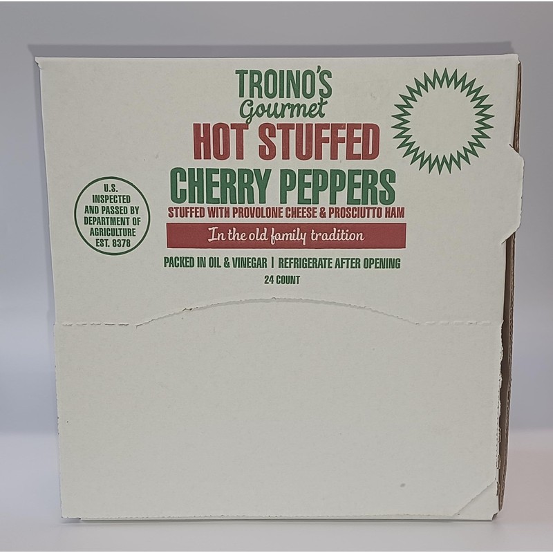 Troino's Gourmet Hot Stuffed Cherry Peppers with Prosciutto & Provolone