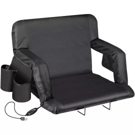 SEGAWE Unmatched Comfort Black 600D Oxford Heated Stadium Seat Adjustable Back