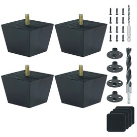 OURISON 2 Inch Wood Couch Furniture Legs Pack of 4- with M8 Bolt, Drill Bits- Espresso Square Tapered Sofa Replacement Feet Leg for Furniture, Recliner, Armchair, Ottoman, Cabinet, Nightstand