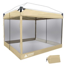 Leader Accessories Mesh Screen Zippered Wall Panels for 10' x 10' Canopy (Tent Walls Only, Frame and Top Not Included) (Beige mesh Wall)