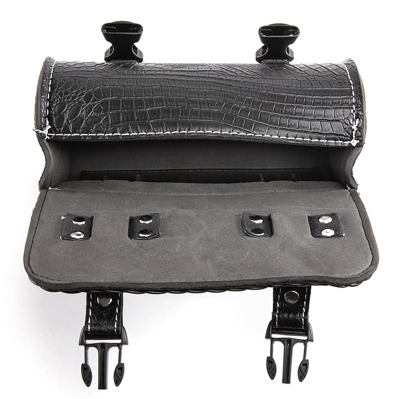 APEBAZY Universal Motorcycle Handlebar Bag Quick Release Crocodile PU Leather
