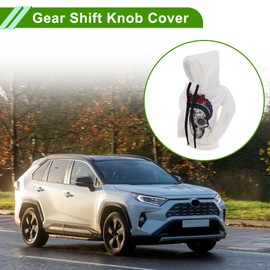 HOPESPANNER Universal 11x15.5cm/4.33"x6.1" Gear Shift Knob Cover Decoration Stick Shifting Handle Protector Polyester 1 Pc Skeleton Hoodie Style Flower White