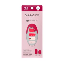 Dashing Diva Glaze Nail Strip Set - Cherry Vanilla - Long Lasting, Chip Resistant, Semi-Cured Gel Nail Strips - Summer Gel Set - 4-Piece Manicure Kit with 32 Strips
