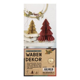 folia 49213 Honeycomb Decoration Berry Xmas Trees, Christmas Pendant, Set of 2, Height Approx. 20 and 13 cm, Foldable Christmas Decoration for Indoor Use