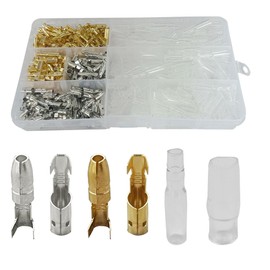 400PCS Bullet Connectors, 3.9mm Male & Female Crimp Terminal Connectors, Brass Bullet Connectors Kit with Insulating Sleeves, Wire Terminals Connector for Car, Truck, Motorcycle (400PCS)