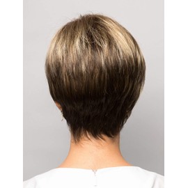 Izziey Wig Color Banana Split Ombre - Short Pixie Asymmetical Cut 7" Bangs Synthetic Average Capless Hairline Bundle MaxWigs Hairloss Booklet