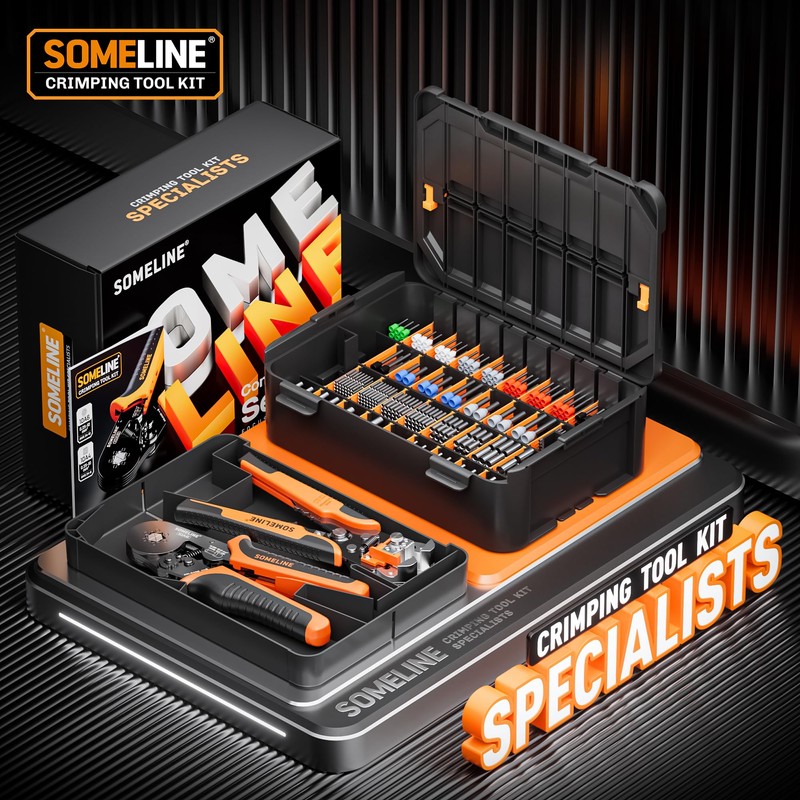 SOMELINE Ferrule Hexagonal Crimping Tool Kit, 36 Sizes Ferrules, AWG