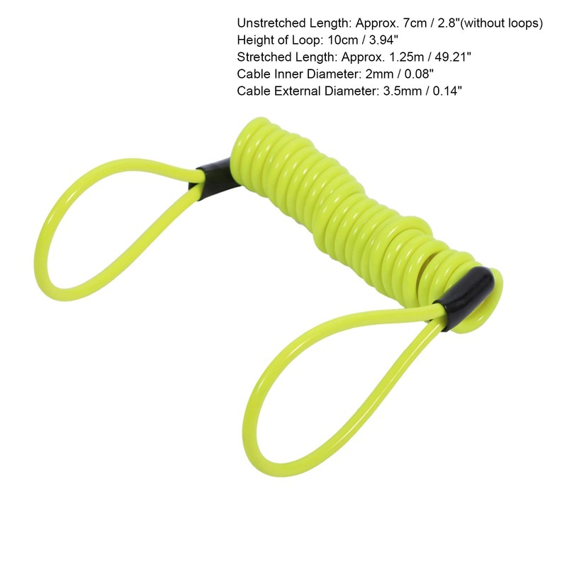 Motorcycle Bicycle Alarm Disc Lock Anti-Theft Spring Reminder Coil Cable