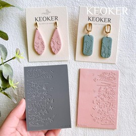 KEOKER Polymer Clay Texture Sheets, Clay Texture Mat for Making Earrings Jewerly, Polymer Clay Earrings Tools (A+B+C)