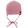 Sterntaler Girls Beanie with Ties and Striped Pattern, pink