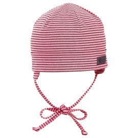 Sterntaler Girls Beanie with Ties and Striped Pattern, pink