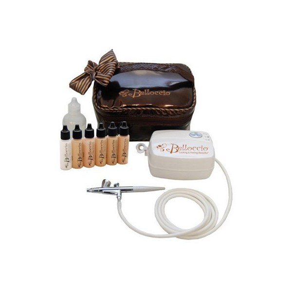 Belloccio Professional Beauty Airbrush Cosmetic Makeup System with 4 Fair Shades of Foundation for Women