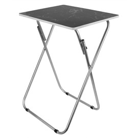 Home Basics Multi-Purpose Sturdy and Durable Decorative Bedside Laptop Snack Cocktails TV Folding Table Tray Desk Bedside Laptop Snacks Black Marble 15 in x 19 in x 25.75 in