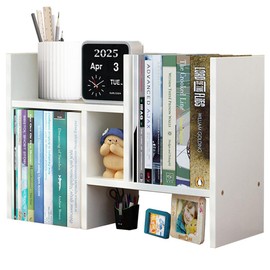 Meikuler Desktop Shelf Organizer, Adjustable Wood Display Desk Shelf, Office Storage Rack Tabletop Bookshelf Multipurpose Shelves for Home Decor, Office, Gifts