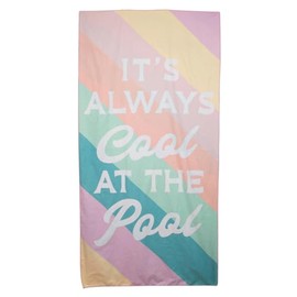 KATYDID Quick Dry Microfiber Beach Towel – 63” x 31” Towels, Cute Summer Vacation Designs – Sand Free, Lightweight, Bonus Drawstring Travel Bag (It's Always Cool at The Pool)