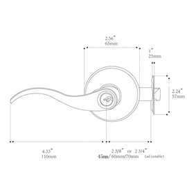 HENYIN Door Lever Handle Lock for Entrance, Passage and Bathroom Use (805-K-L with Brushed Nickel Key) (Left Door)