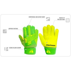 meteor Goalie Gloves for Kids Goalkeeper Gloves Football Goalkeeping Gloves Boys Youth Adult Junior Children Strong Keeper Grip Finger Protection Prevent Injuries Embossed Back Football