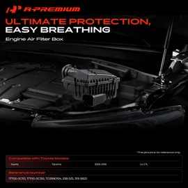 A-Premium Engine Air Filter Cleaner Box Housing with Air Strainer Compatible with Toyota Tacoma 2005-2016 L4 2.7L, Replace# 17700-0C150, 17700-0C151