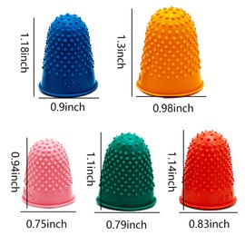 EUGENEKELLY Pack of 10 Rubber Finger Cushions, Thimble to Protect Fingertips, Hot Glue Finger Protection for Money Counting, Writing, Sorting, Hot Glue, Leaf Turner, Sports Games, 5 Sizes