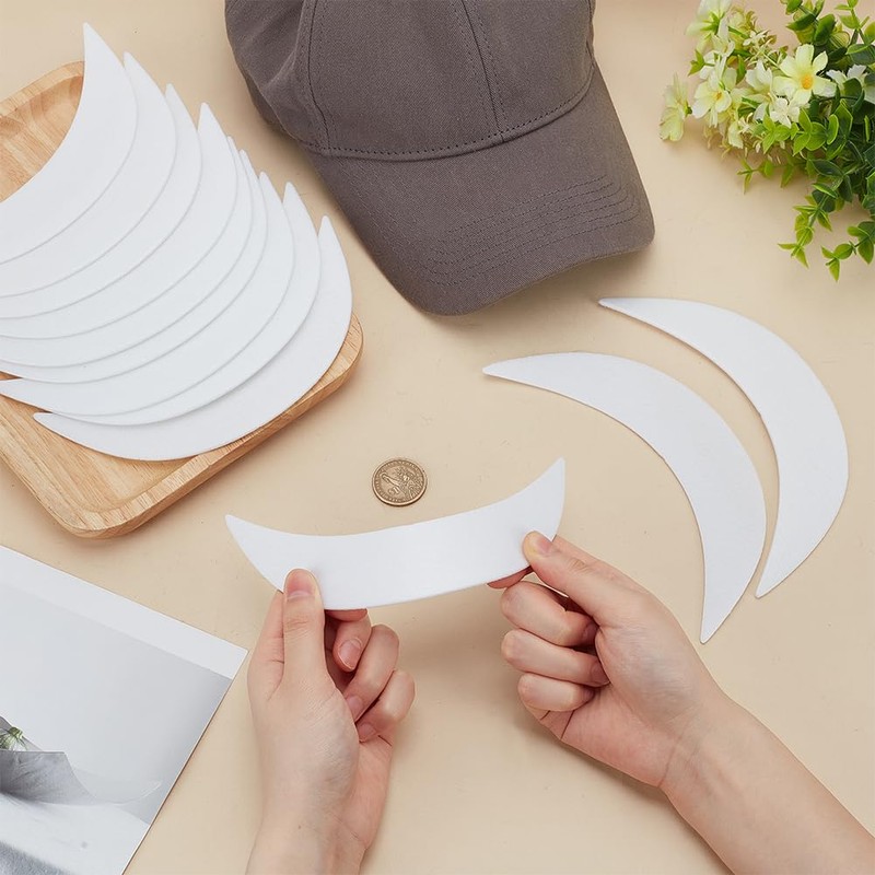 BENECREAT 16Pcs White Brim Hat Brim Stiffeners, Cap Visor Insert