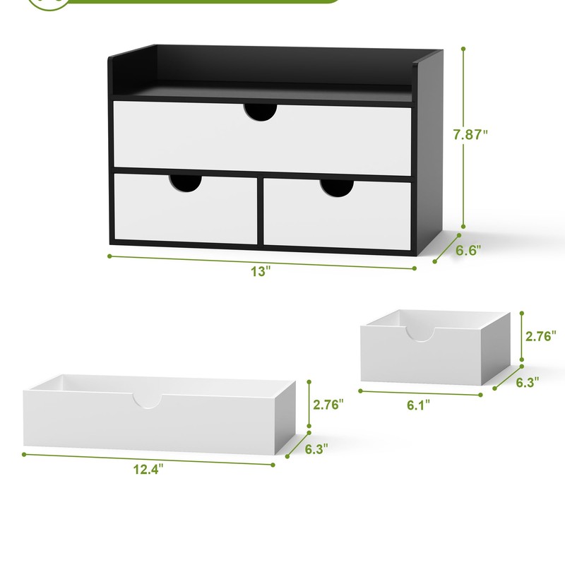 Wisuce Desk Organizer with Drawers - Bamboo Desktop Organizer Storage