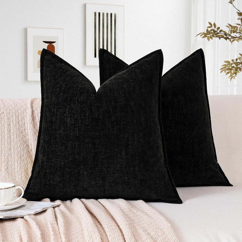 Sungeek Set of 2 Soft Chenille Cushion Covers 40x40cm Square